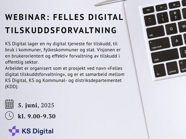 Webinar:  Felles digital tilskuddsforvaltning